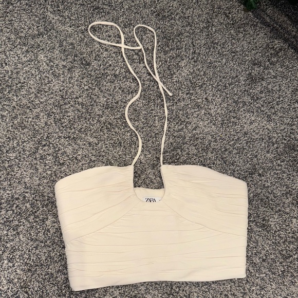 Zara tan Halter, Corset, Crop Top - Picture 3 of 4